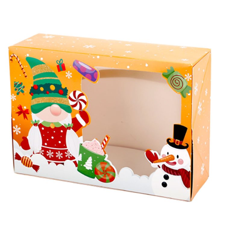 OEM Fancy Treat Packages Paper Candy Cookie Boxes Christmas Kraft Paper Brown Biodegradable Gift Box with Window