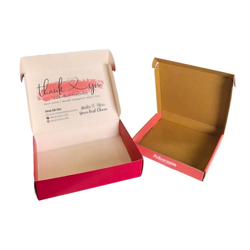 Pink printed color corrugated mailing paper board custom shipping boxes mailer packaging with brand logo