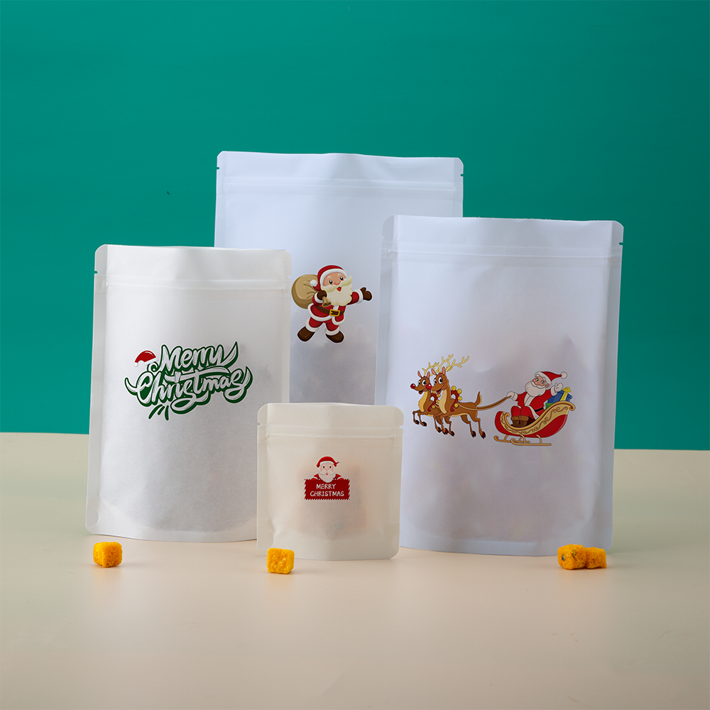 compostable Biodegradable doypack white kraft paper bottom insert PLA paper seal bag snack bean dry food zipper stand up pouch