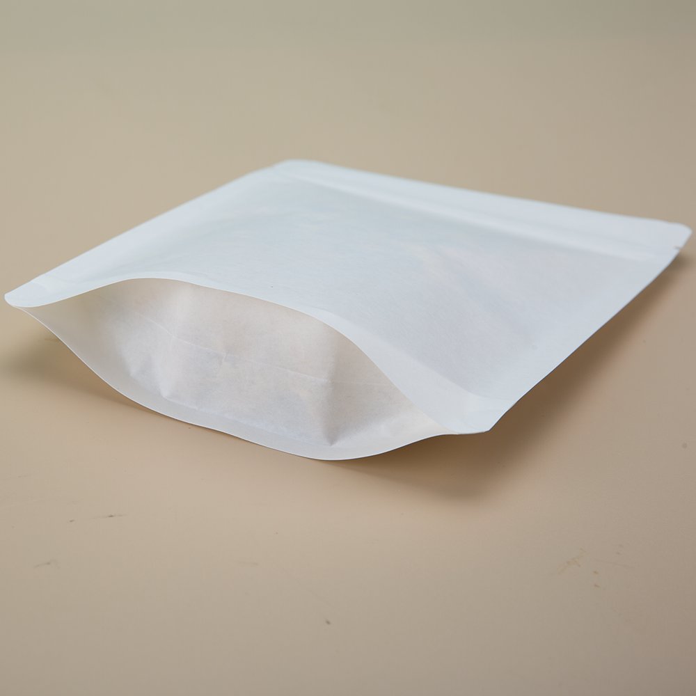 compostable Biodegradable doypack white kraft paper bottom insert PLA paper seal bag snack bean dry food zipper stand up pouch