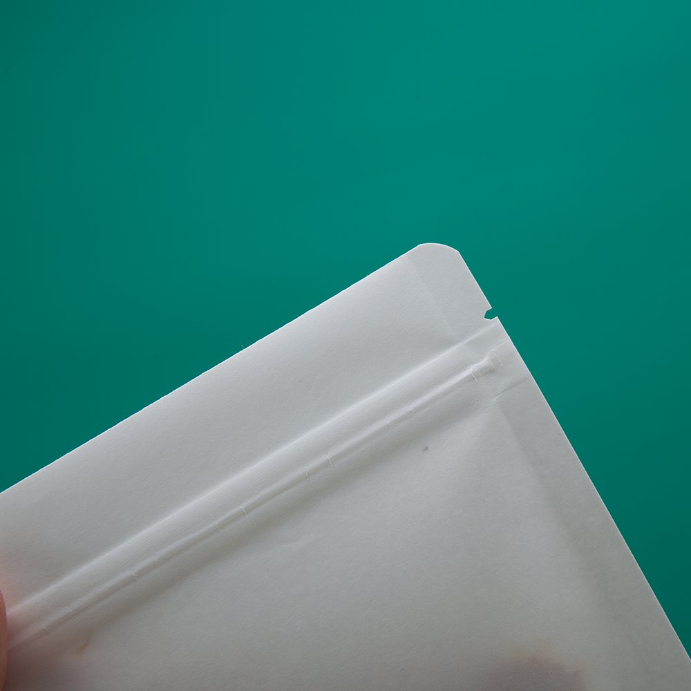 compostable Biodegradable doypack white kraft paper bottom insert PLA paper seal bag snack bean dry food zipper stand up pouch