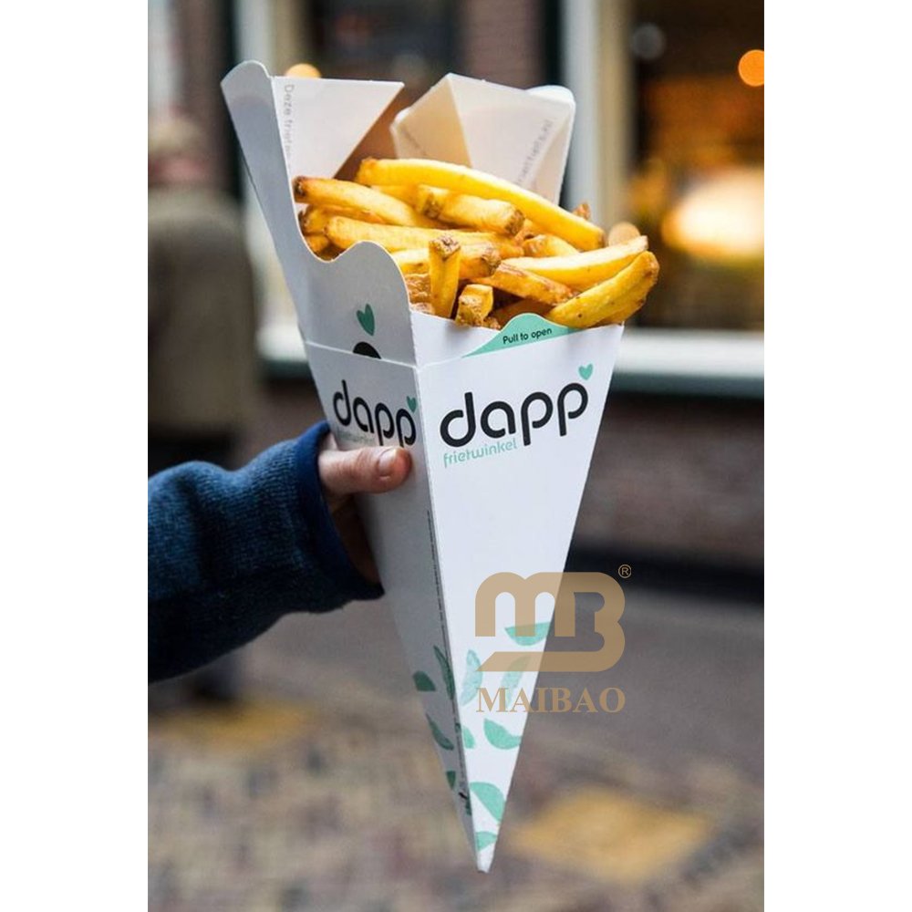 custom logo takeaway Churros box Holder carrier sauce divider Disposable takeout French Fries churros Paper Box Packaging