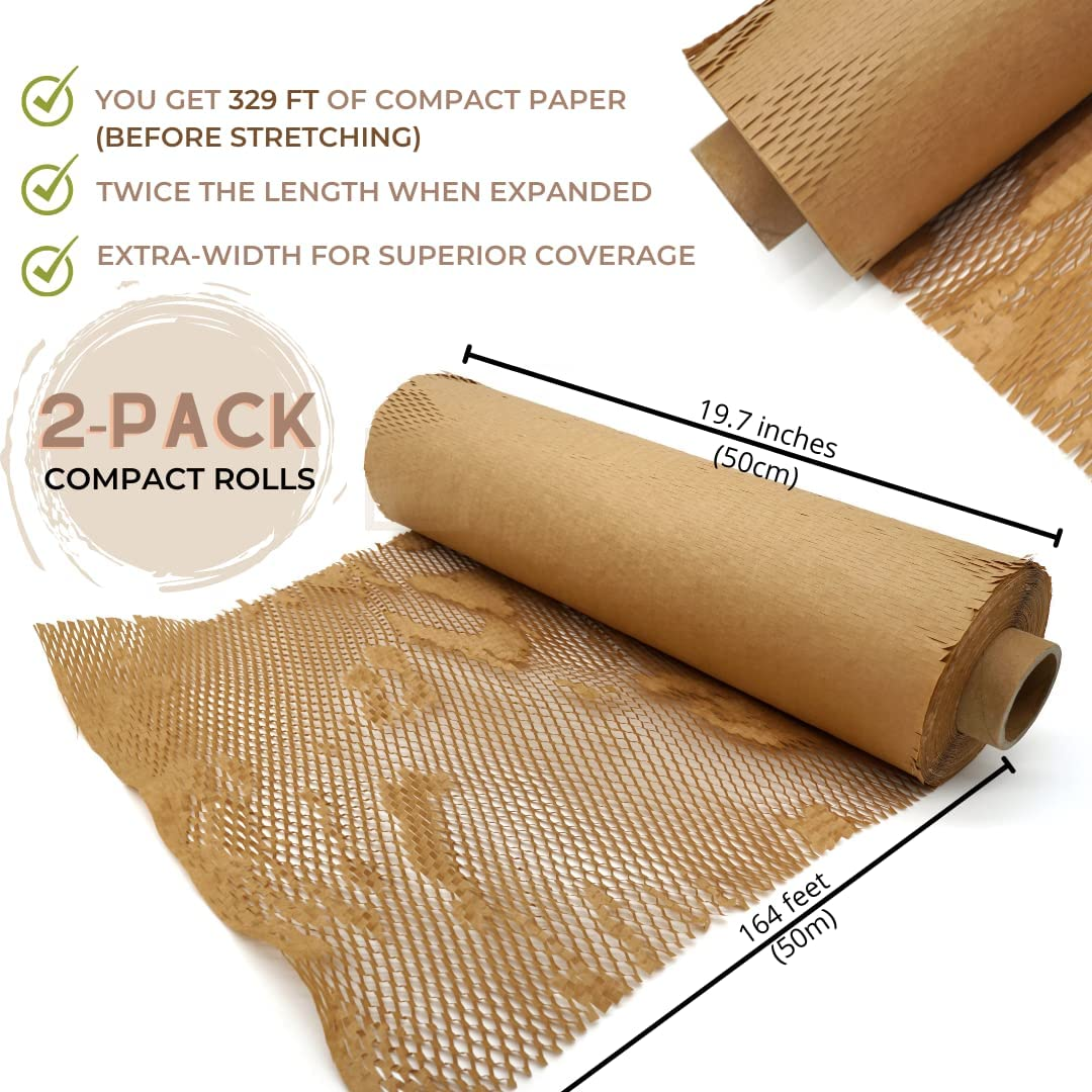 Pink Brown Protective Wrapping Paper Recyclable Honeycomb Packaging Cushion Paper Roll