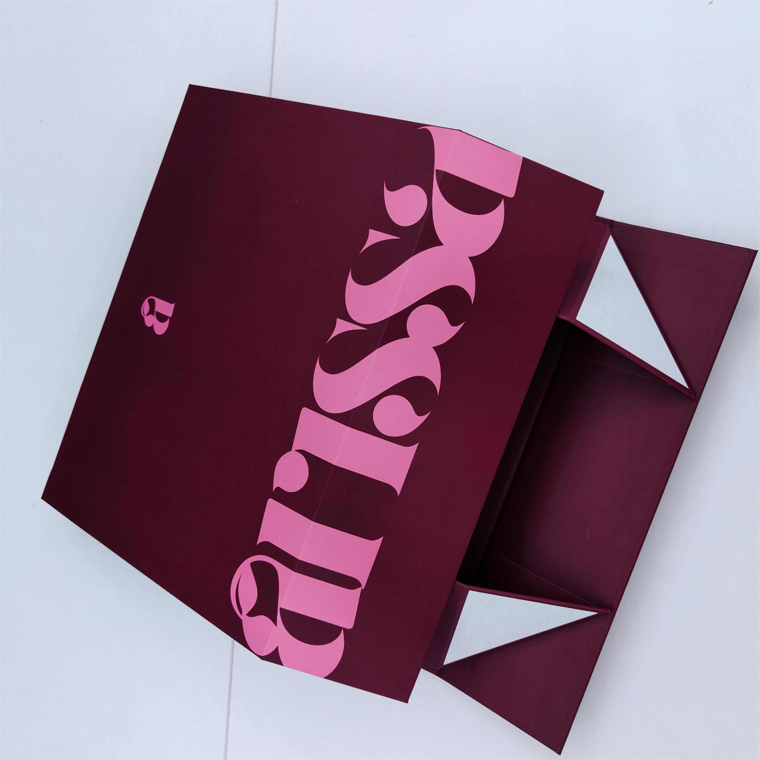 Big Logo Folding Collapsible Cardboard Baby Black Luxury Gift Packaging Rigid Magnetic Paper Boxes with Lid for Small Business