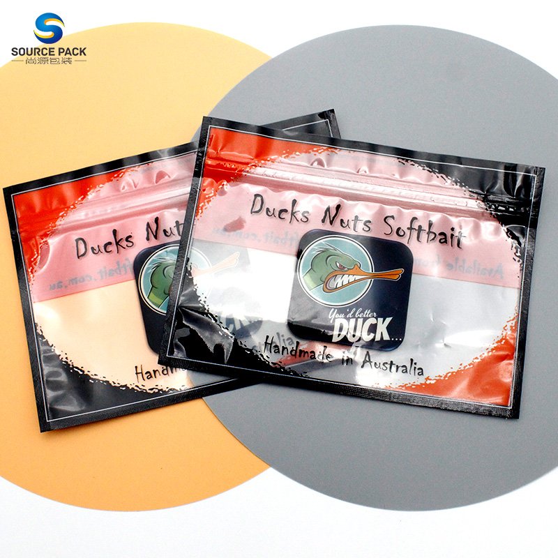 Custom Good Quality Fish Bait Bags Soft Food Packing Laminated Plastic Zip Zipper Pouch Worm Fishing Bait Bags Lures Bag
