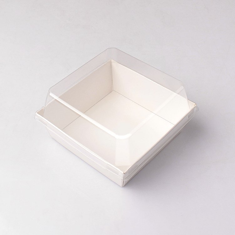 Bakest Disposable White/ Kraft Tray Square Bread Paper Packing Boxes With Plastic Lid