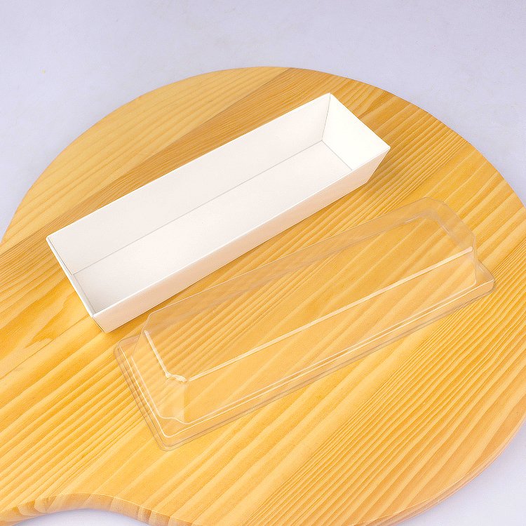 Bakest Disposable White/ Kraft Tray Square Bread Paper Packing Boxes With Plastic Lid