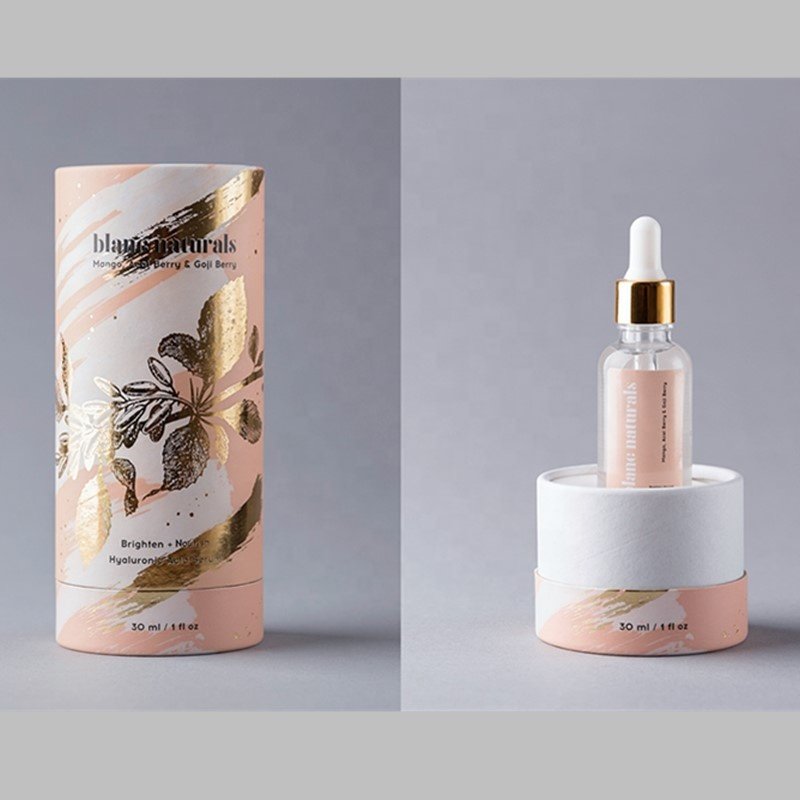 custom logo printed 10ml 30ml 100ml essential oil bottle cylinder box packaging paper tube EVA foam tray round box