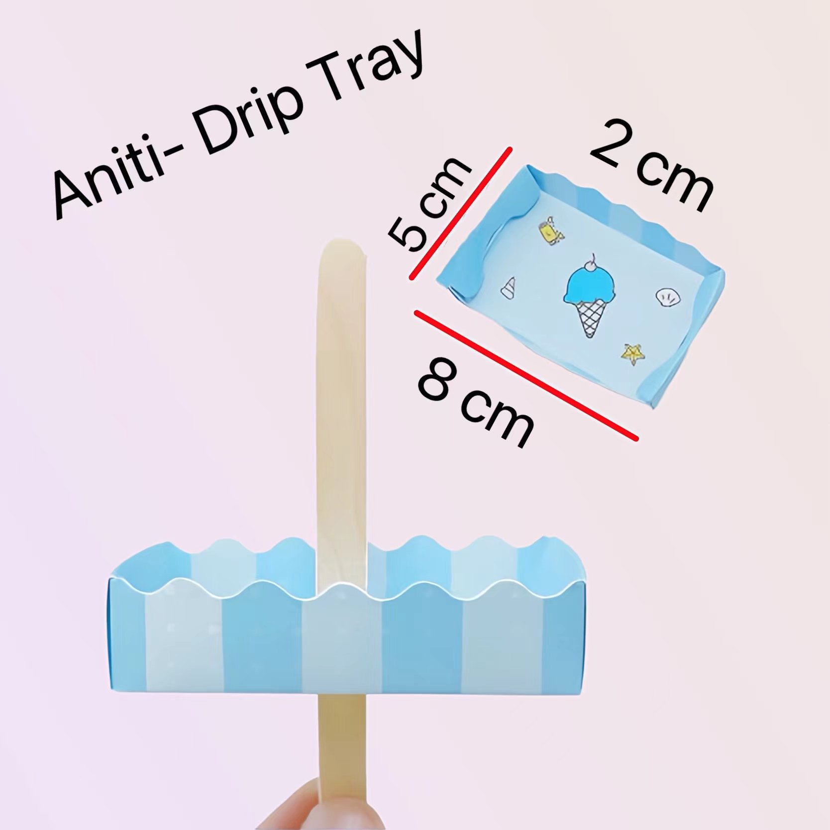 Custom Printed Disposable Paper Cone Holders Sweet Ice Cream Cone Wrapper Ice Cream Anti Drip Ice Pop Holder Waffle Cone Tray