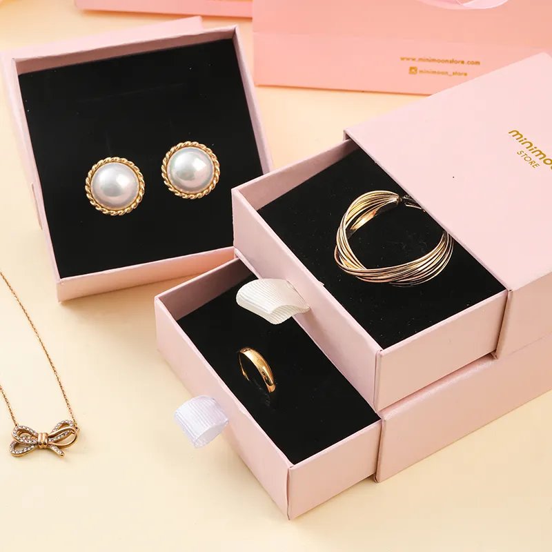 Custom Printed Jewelry silver pandora Packaging Cardboard Box And Microfiber Jewelry pouch and box