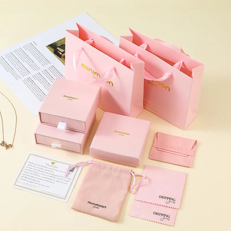 Custom Printed Jewelry silver pandora Packaging Cardboard Box And Microfiber Jewelry pouch and box