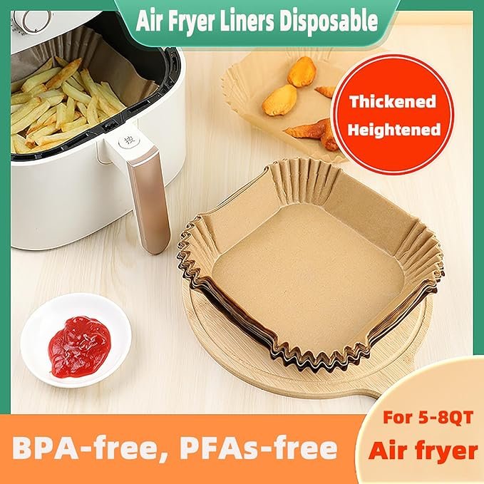 Customizable 6.3 Square Inch Disposable Baking Pan Double-Sided Oiled Coating Food Grade Material Air Fryer Liner Paper