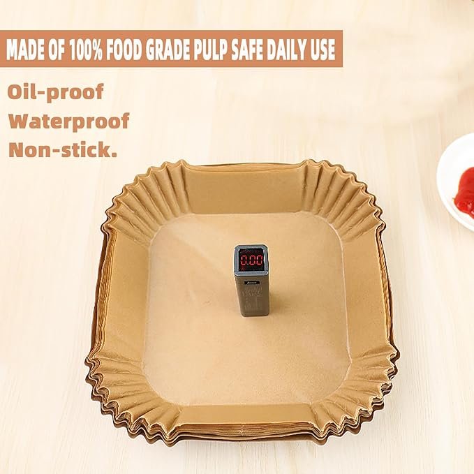 Customizable 6.3 Square Inch Disposable Baking Pan Double-Sided Oiled Coating Food Grade Material Air Fryer Liner Paper
