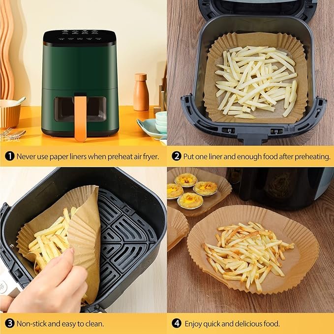 Customizable 6.3 Square Inch Disposable Baking Pan Double-Sided Oiled Coating Food Grade Material Air Fryer Liner Paper