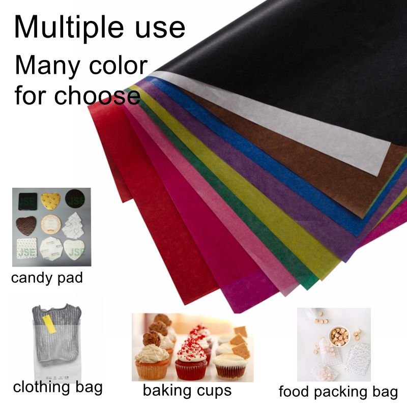 Custom glassine transparent food grade greaseproof 19gsm butter paper for pouches packaging wrapping cooking sweets