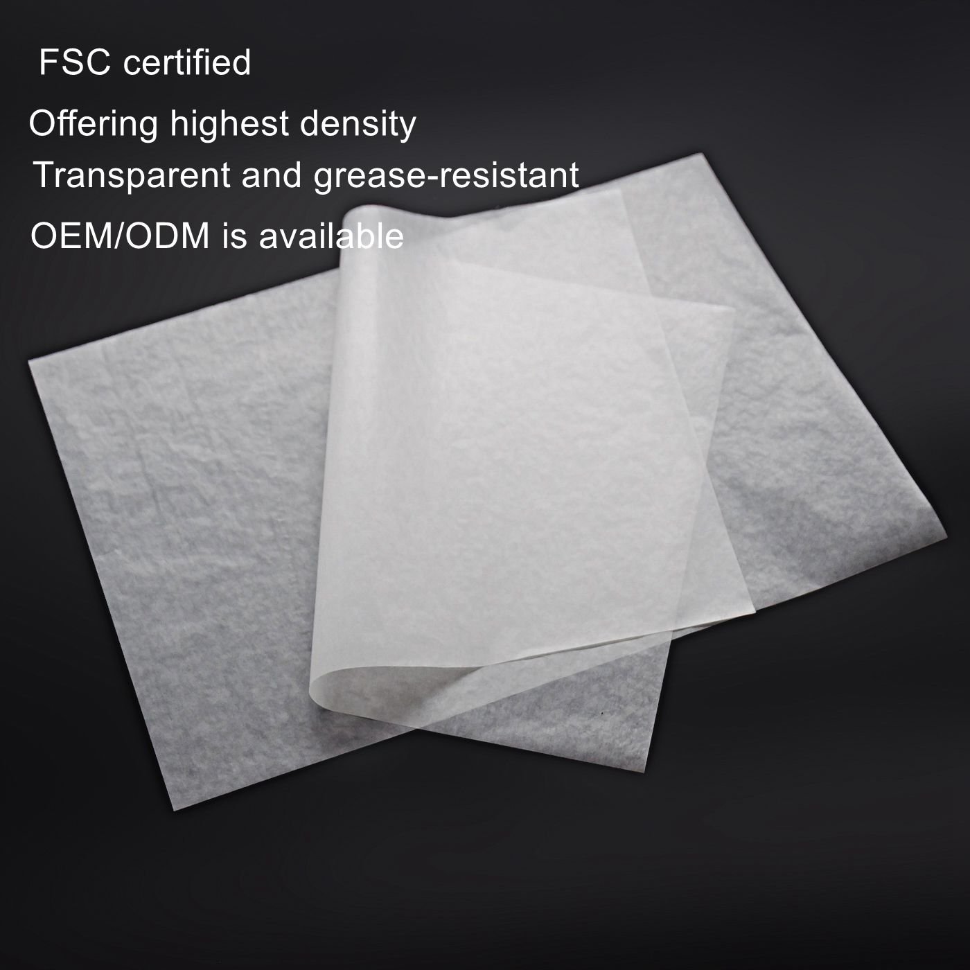 Custom glassine transparent food grade greaseproof 19gsm butter paper for pouches packaging wrapping cooking sweets