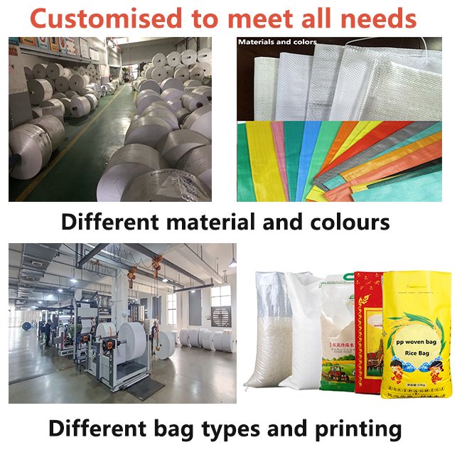 Custom Empty Packaging 25 Kg Polypropylene PP Woven Rice Grain Sack Bag 50 Kg 5 Kg 100Kg 20Kg PP Woven Bag