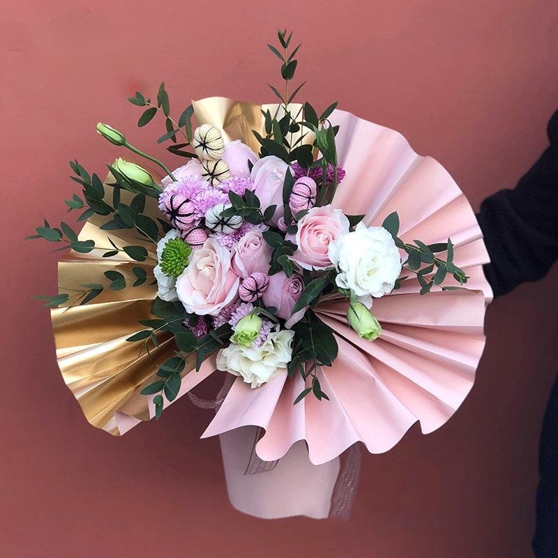 HUABAN Best Selling Design Golden Edge Wholesale Plastic Waterproof Frame Gift Packing Flower Wrapping Paper