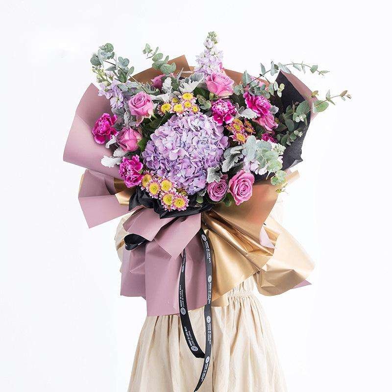 HUABAN Best Selling Design Golden Edge Wholesale Plastic Waterproof Frame Gift Packing Flower Wrapping Paper