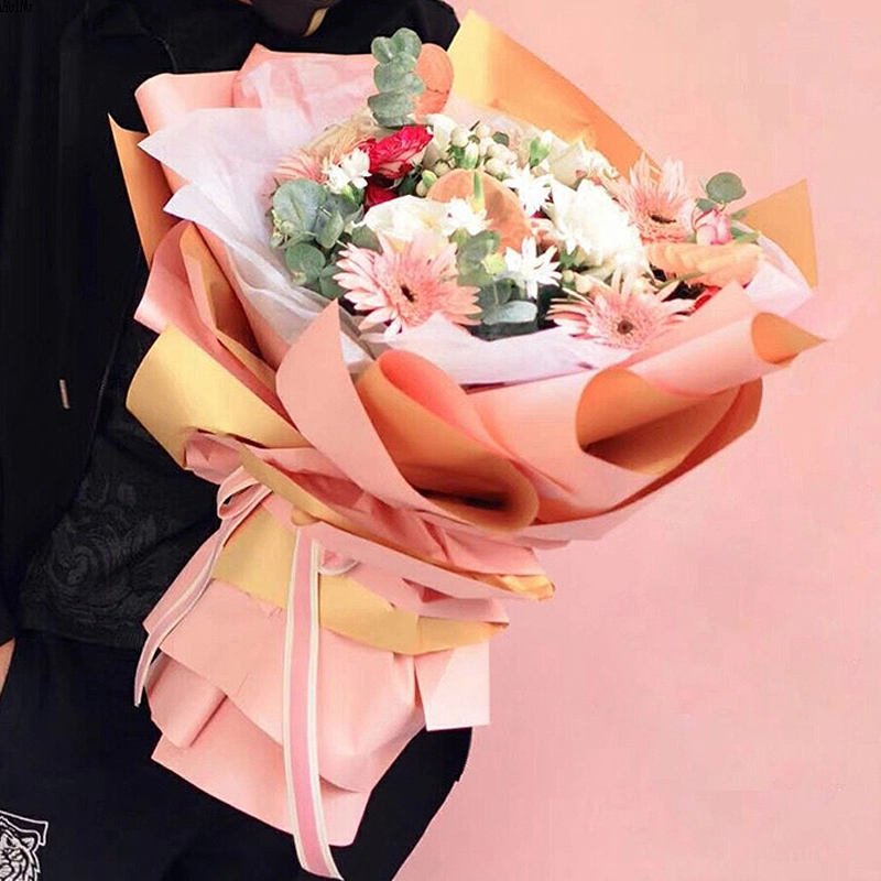 HUABAN Best Selling Design Golden Edge Wholesale Plastic Waterproof Frame Gift Packing Flower Wrapping Paper