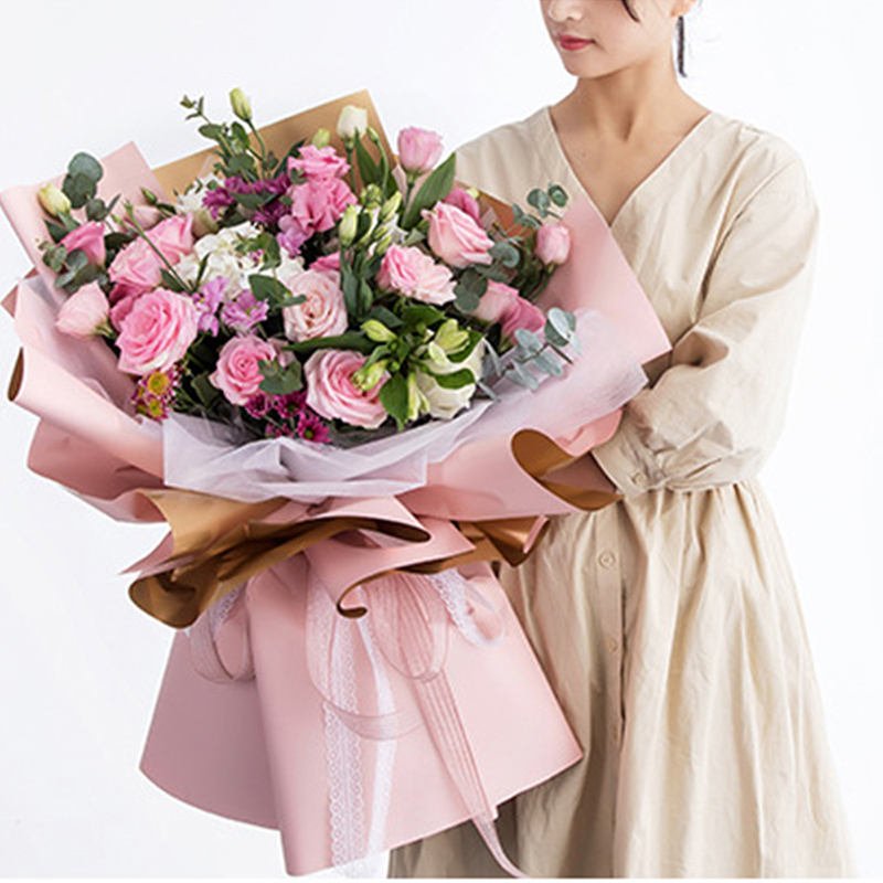 HUABAN Best Selling Design Golden Edge Wholesale Plastic Waterproof Frame Gift Packing Flower Wrapping Paper