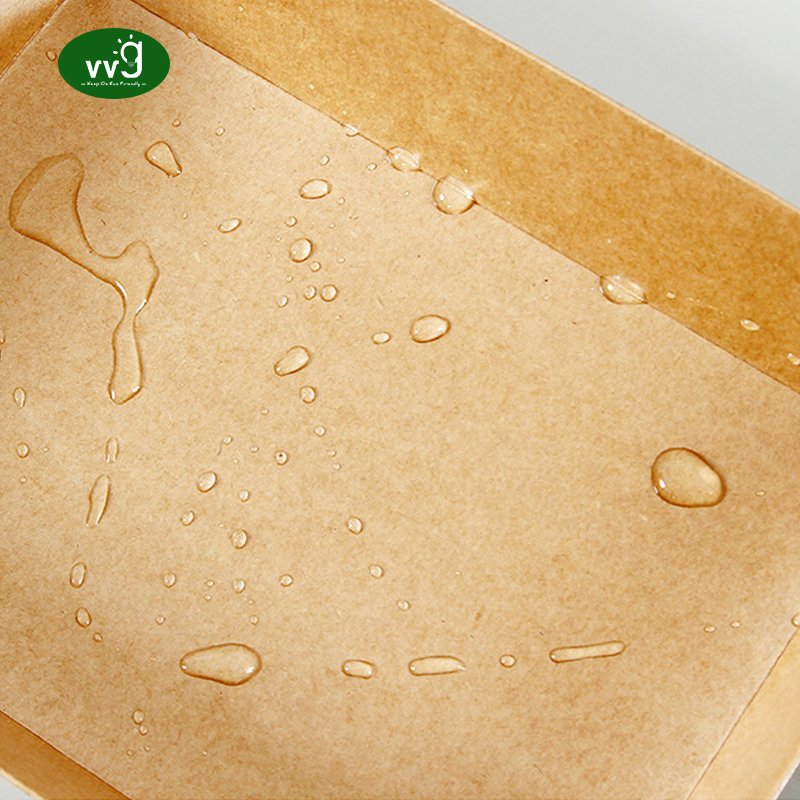 VVG Wholesale Food Box Packaging with Clear Lids Kraft Paper Takeaway Box for Sandwich Slice Cake Bakery Desserts