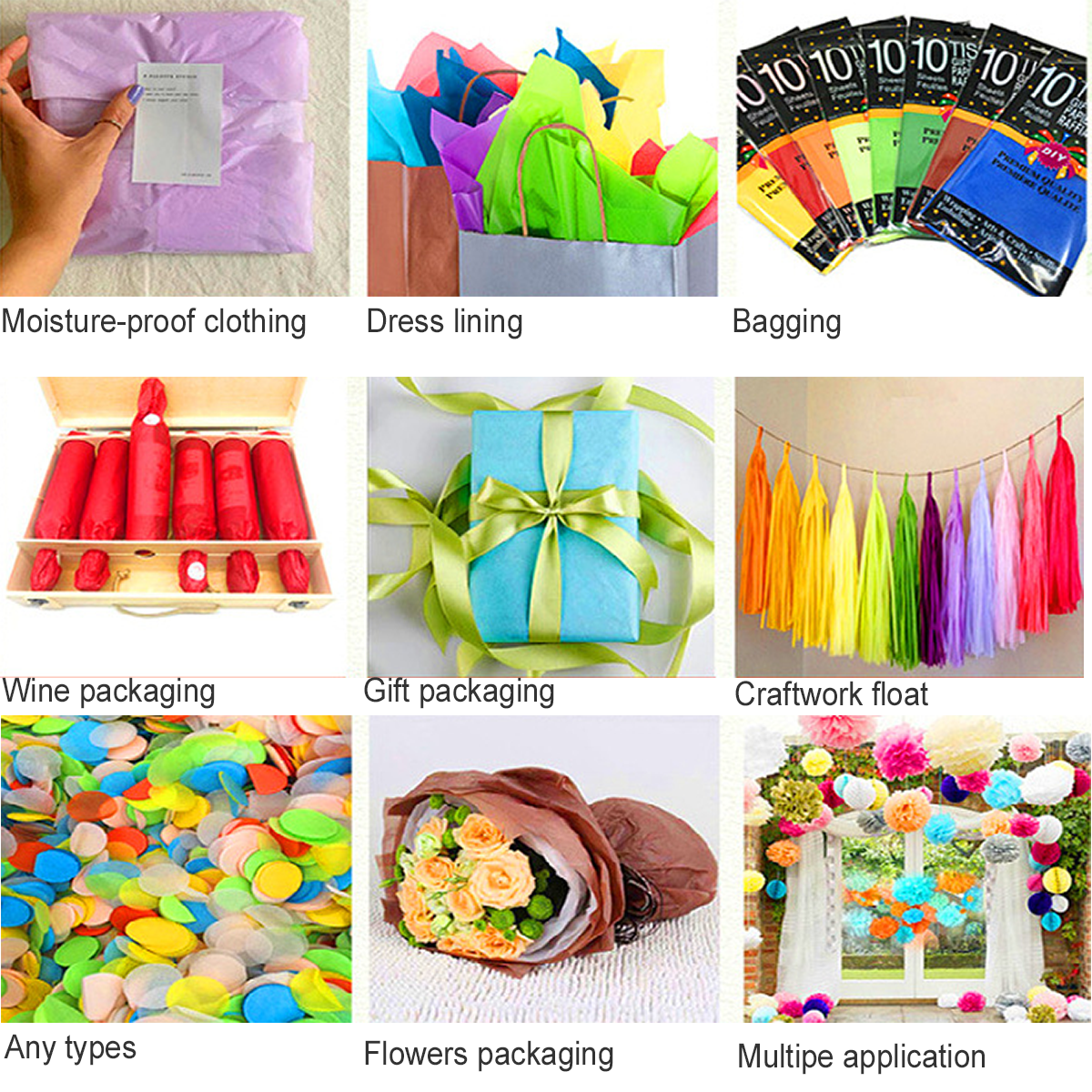paper packaging boxes Colorful Tissue Paper / Gift Wrap / Wrapping Paper Sheets