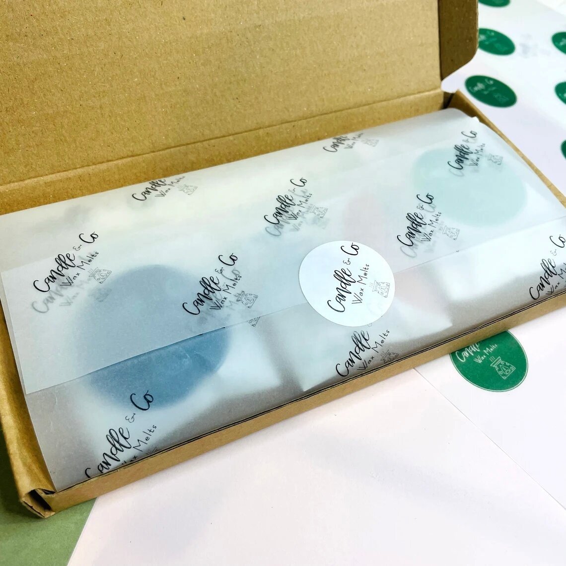 17 gsm Custom Logo Packaging Paper with Business Name Printed Personalized Wrapping Tissue Paper and Sticker Set for clothes