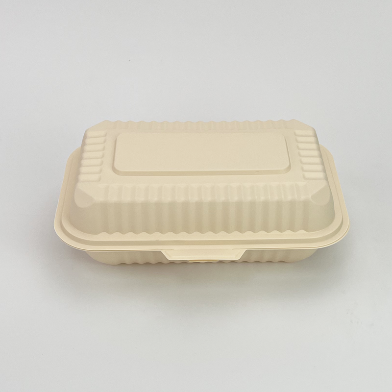 Popular Biodegradable Clamshell Take out Container Food Packaging Paper Pulp Burger Box for Use