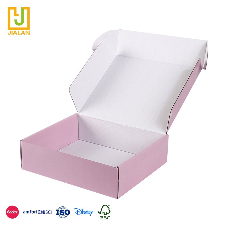 Custom Private Brand Box Pink Cosmetics Gift Packaging Storage Box Clothing Shoes Mailer Zipper Sealing Corrugated Box