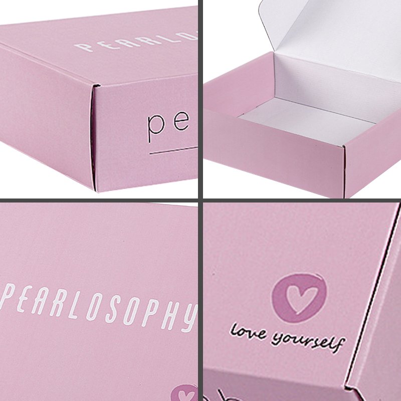 Custom Private Brand Box Pink Cosmetics Gift Packaging Storage Box Clothing Shoes Mailer Zipper Sealing Corrugated Box