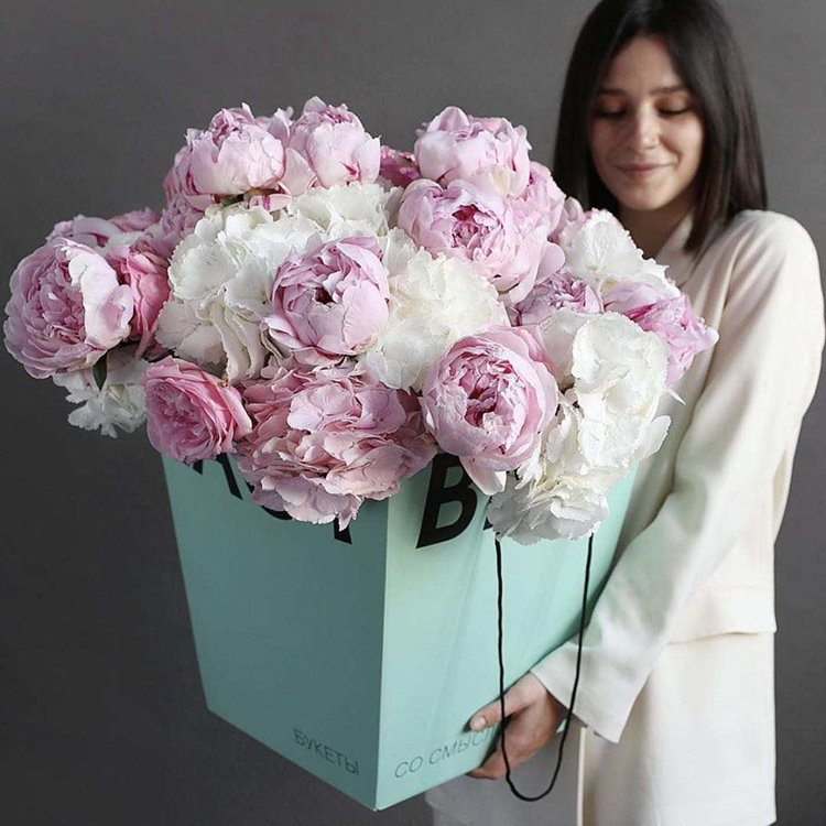New design big flower box bag with handle paper packaging bag