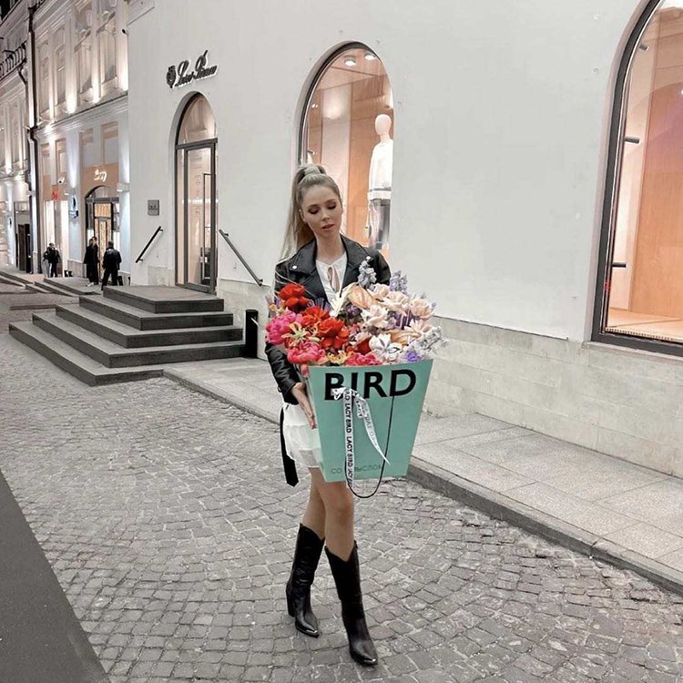 New design big flower box bag with handle paper packaging bag