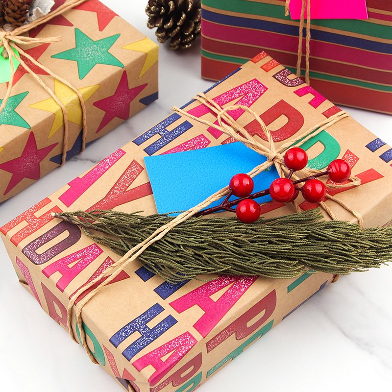 Merry Christmas Printed Gifts Wrap Paper sheets Factory Hot selling packaging custom kraft wrapping paper set