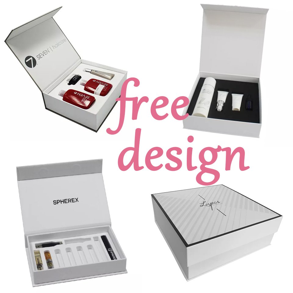 Customized Logo Cosmetic Box and Packaging Set Paper Magnetic Box OEM Customized Logo Item PANTONE or CMYK Color with EVA insert