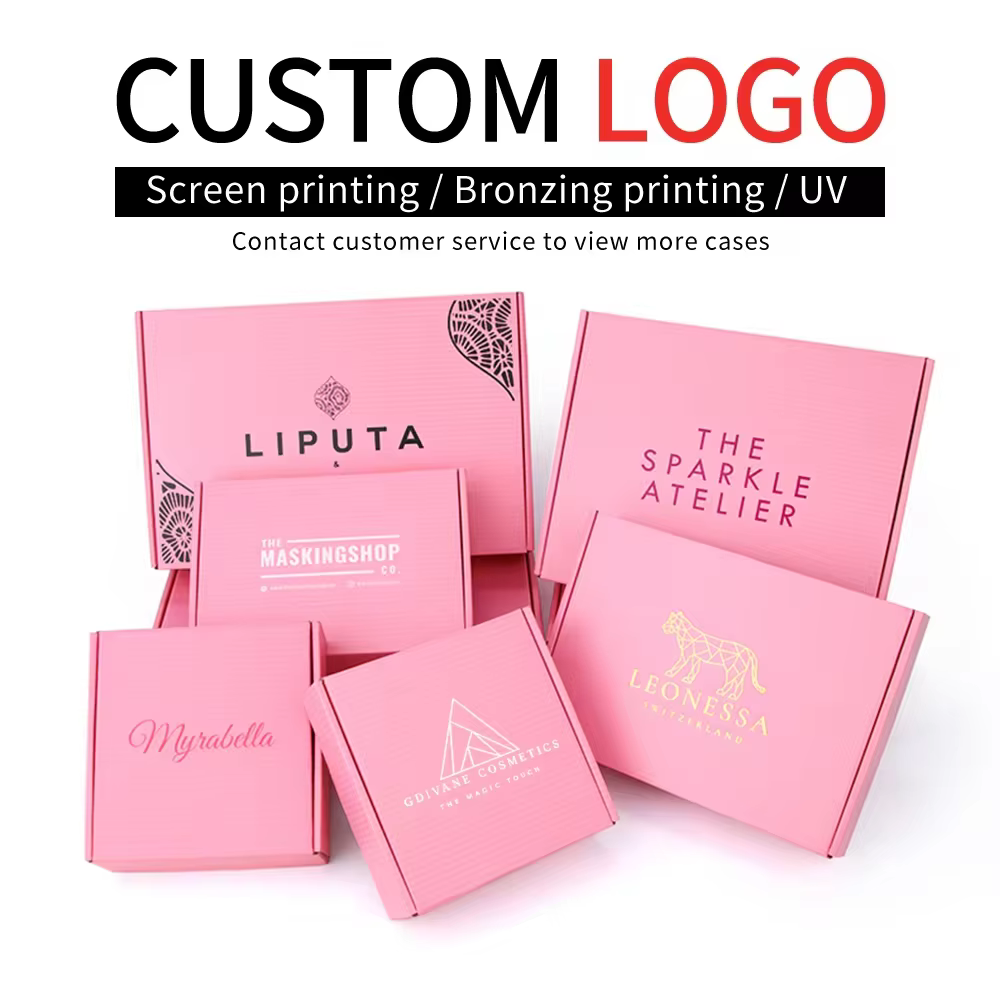 Custom Logo Wholesale Pink Shipping Boxes Small Business Small Corrugated Mailer Cardboard aircraft Boxes for Packaging Gift