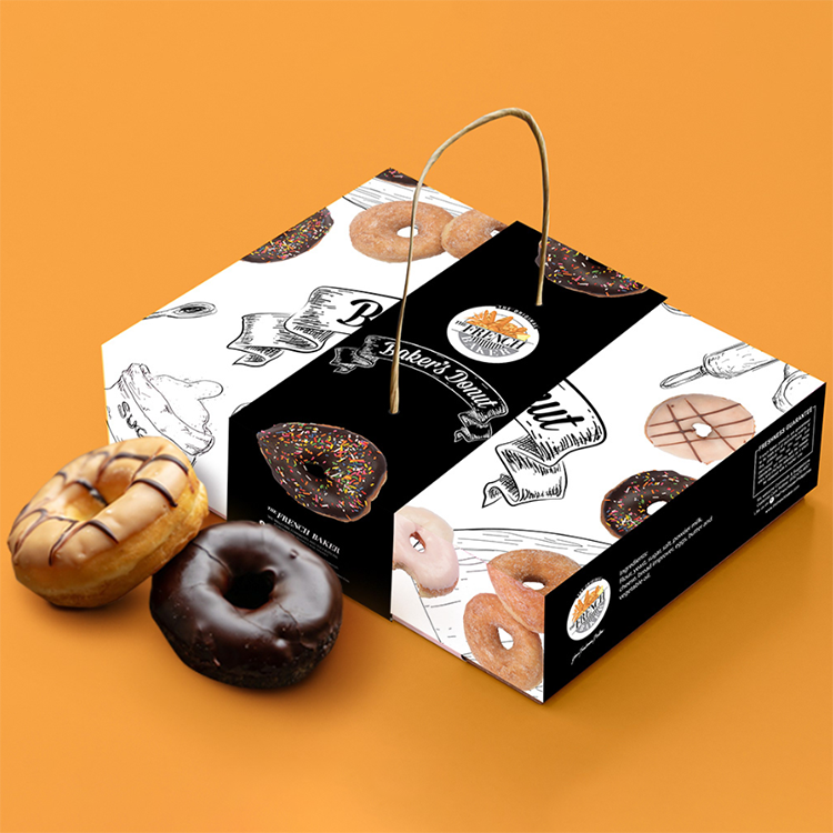 DXY Factory Wholesale Take Way Bakery Donuts Paper Box Cheap Custom Food Packaging Paper Boxes