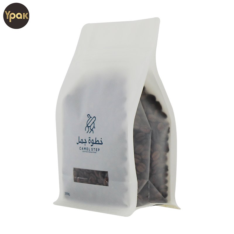 Custom Rough Matte Finish Recyclable 250G Flat Bottom Coffee Bag And Paper Box With Window For Coffee Kit