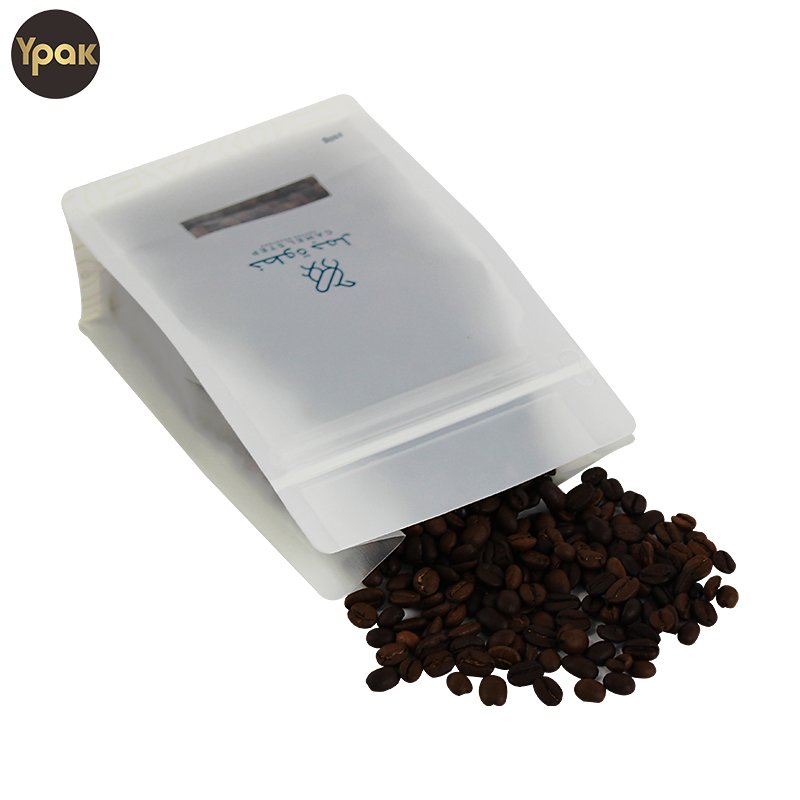 Custom Rough Matte Finish Recyclable 250G Flat Bottom Coffee Bag And Paper Box With Window For Coffee Kit