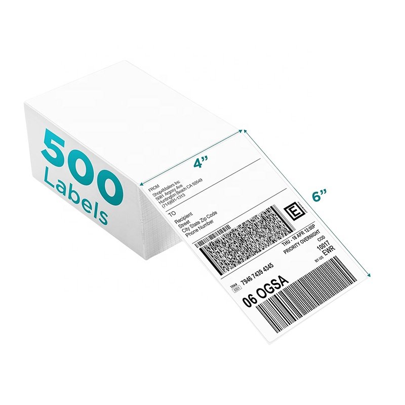 Factory Price 100x150 4x6 White Fanfold Waybill Stickers A6 Thermal Adhesive Paper Permanent Express Packaging Shipping Labels