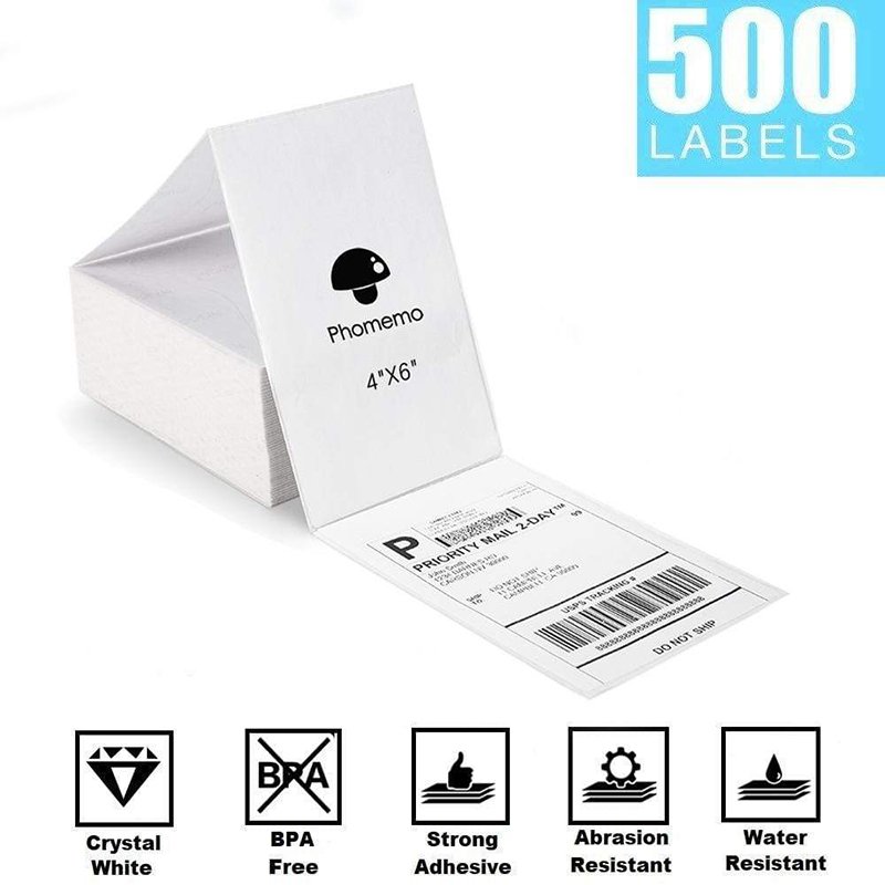 Factory Price 100x150 4x6 White Fanfold Waybill Stickers A6 Thermal Adhesive Paper Permanent Express Packaging Shipping Labels
