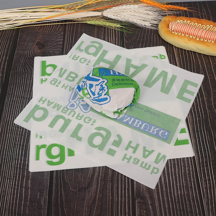 custom logo greaseproof food grade wrapping paper sandwich hamburger deli wax coated paper sheets manufacturers