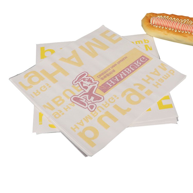 custom logo greaseproof food grade wrapping paper sandwich hamburger deli wax coated paper sheets manufacturers