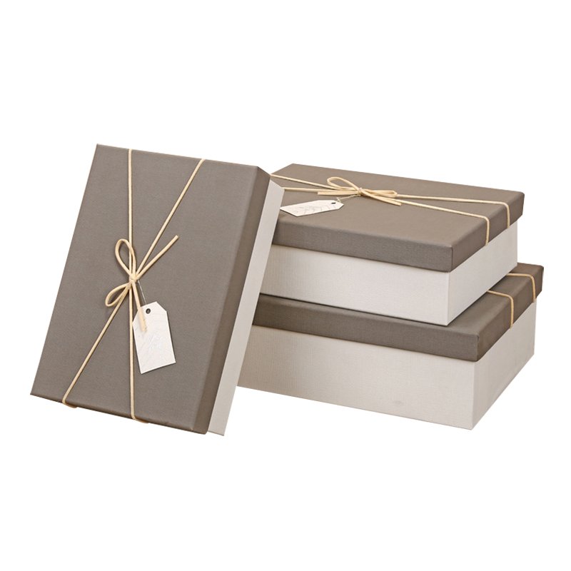 Lid And Rigid Base Cardboard Gift Ring Boxes Dark Brown White Luxury Heaven And Earth Cover Paper Box