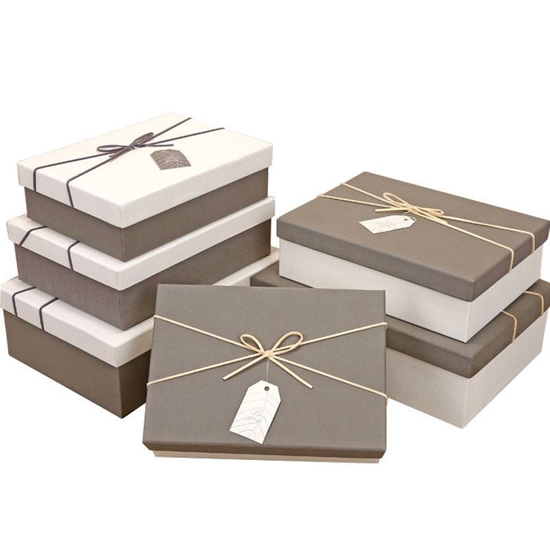 Lid And Rigid Base Cardboard Gift Ring Boxes Dark Brown White Luxury Heaven And Earth Cover Paper Box