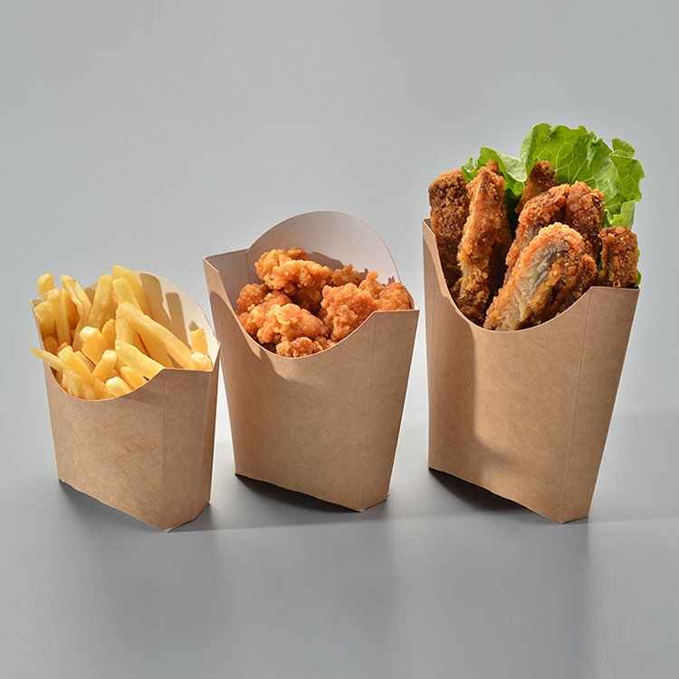 Disposable Chicken Rice Flower Box Potato Chip Cone Box Food Churros Packaging Kraft Paper Custom Different Shape Freely Samples