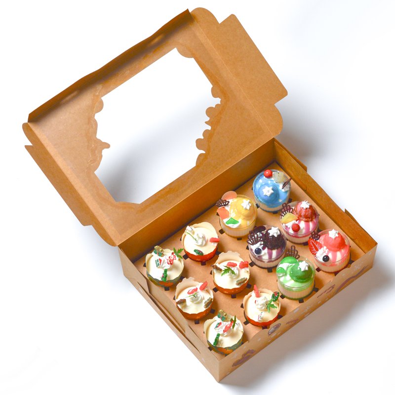 Wholesale Xmas Package Paper Gift 12 pcs Cup Cake Box Christmas Box Packaging Christmas Box With Window