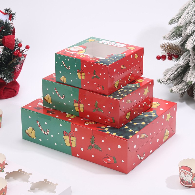 Wholesale Xmas Package Paper Gift 12 pcs Cup Cake Box Christmas Box Packaging Christmas Box With Window