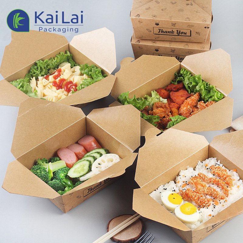 Customized food packaging boxes restaurant takeaway box food grade paper folding box