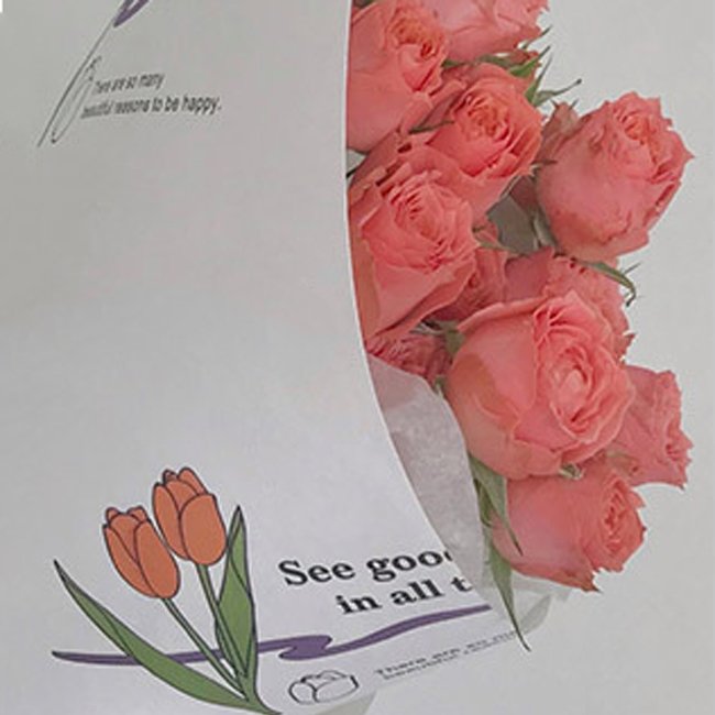 Ins style tulip wrapping paper packaging flower wrapping tissue paper flower bouquet gift packaging wrapping nets paper